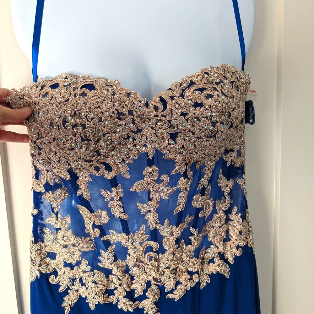 Royal blue sequin gown